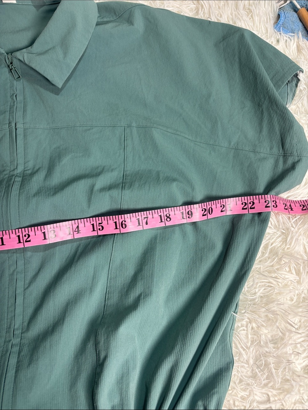 Lululemon Romper Women Pockets Short Sleeve Teal Color Stretch Rib - Picture 7 of 10